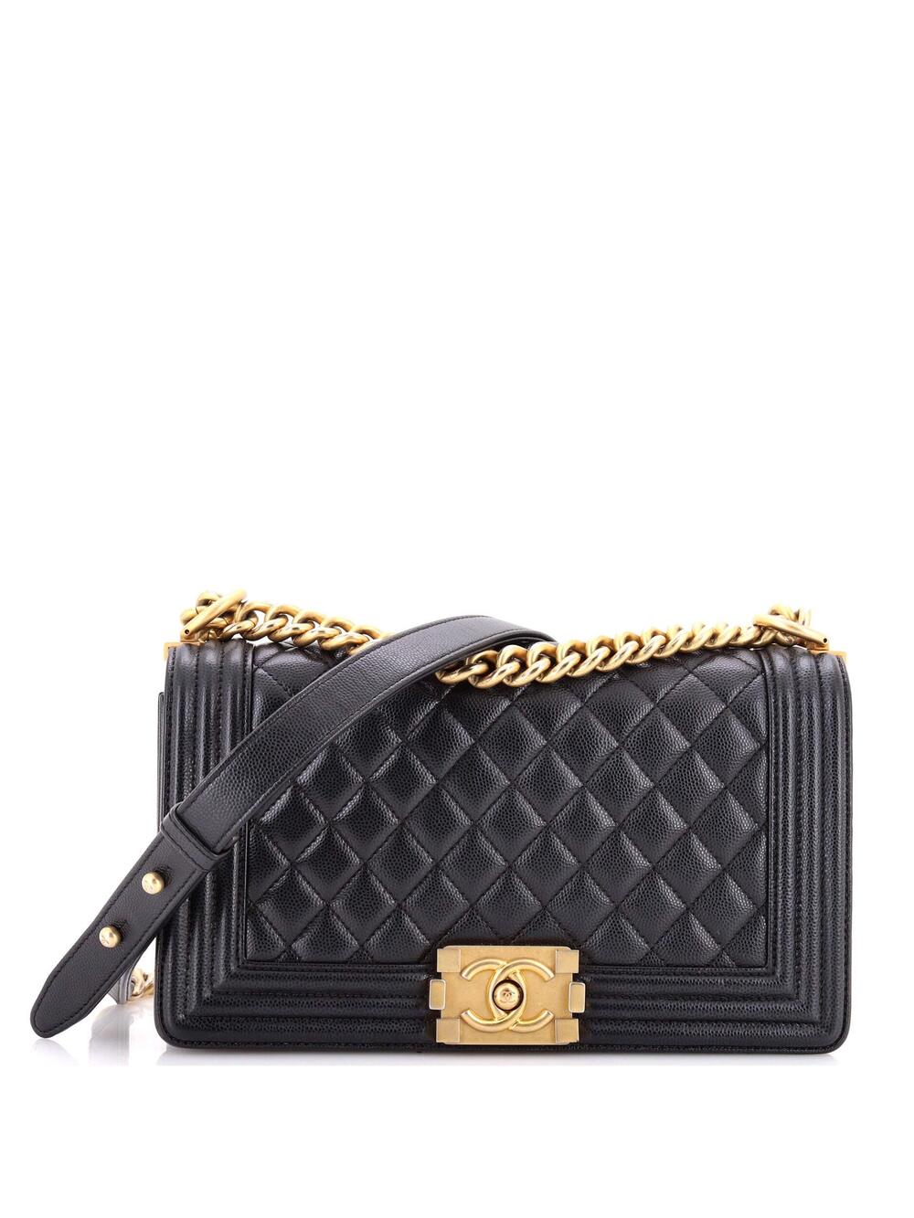 Chanel Boy Flap Bag Quilted Caviar Old #237960C48B